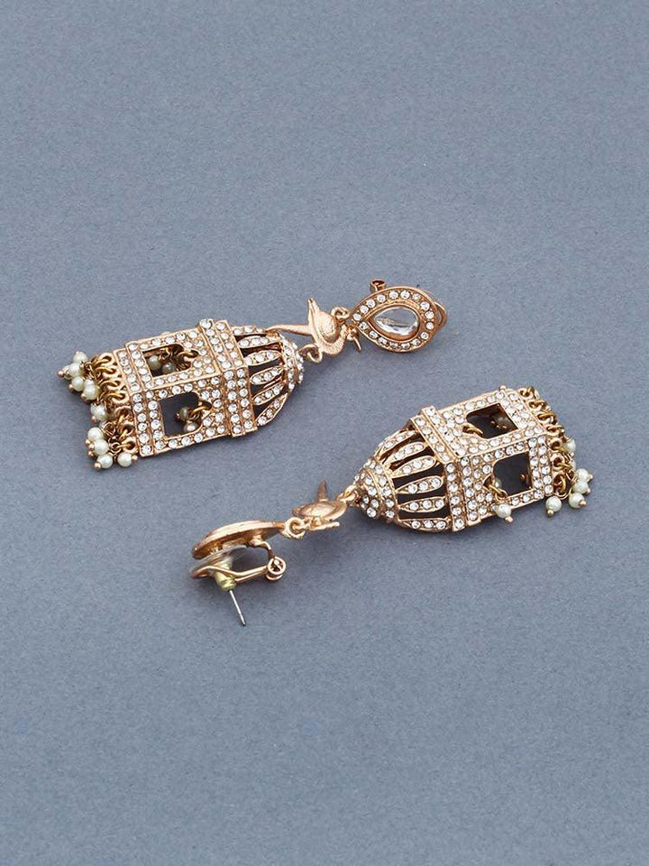 Rosegold Cage Designer Earrings - Bling Bag