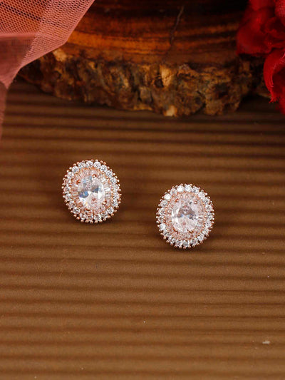 earrings - Bling Bag Rosegold Fleur Zirconia Studs