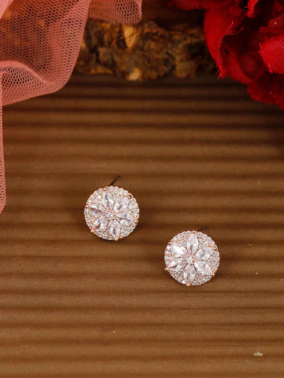 earrings - Bling Bag Rosegold Midori Zirconia Studs