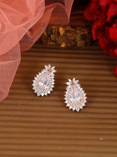 earrings - Bling Bag Rosegold Revel Zirconia Studs