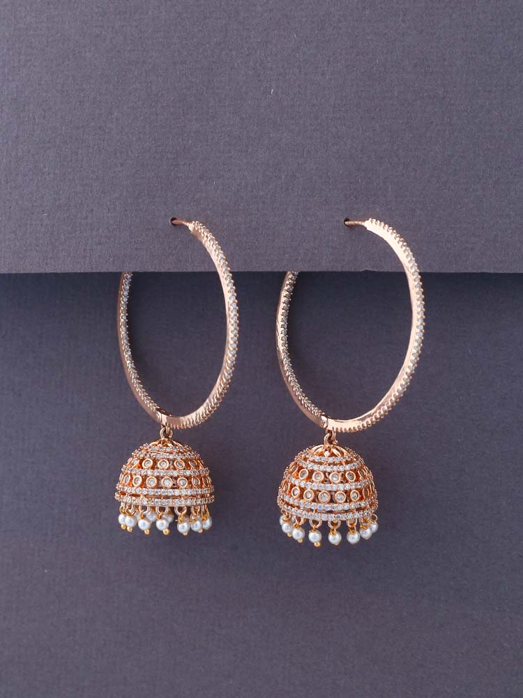 Rosegold Vincenza Zirconia Jhumkis