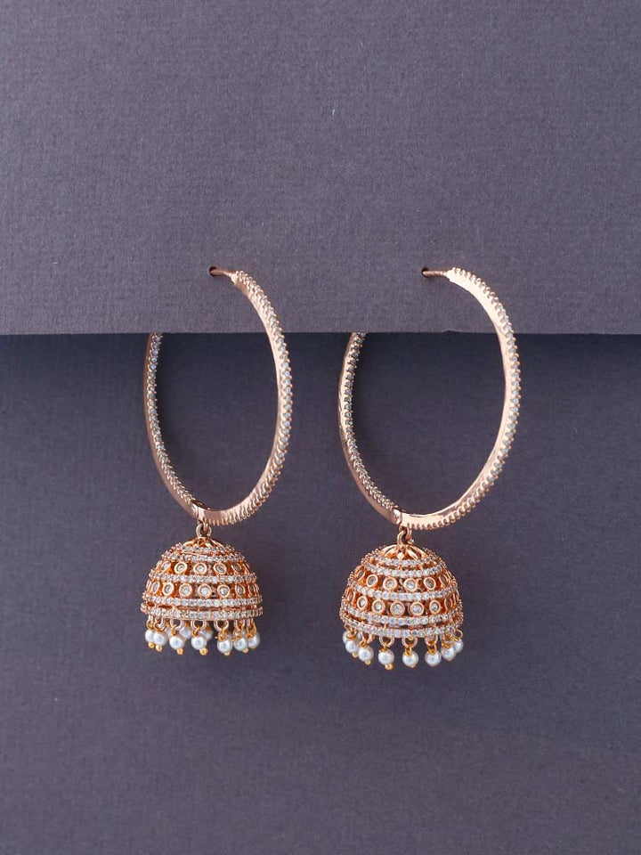 Rosegold Vincenza Zirconia Jhumkis