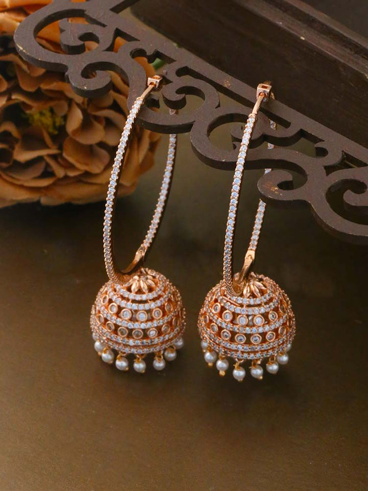 Rosegold Vincenza Zirconia Jhumkis