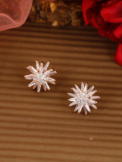 earrings - Bling Bag Rosegold Violet Zirconia Studs