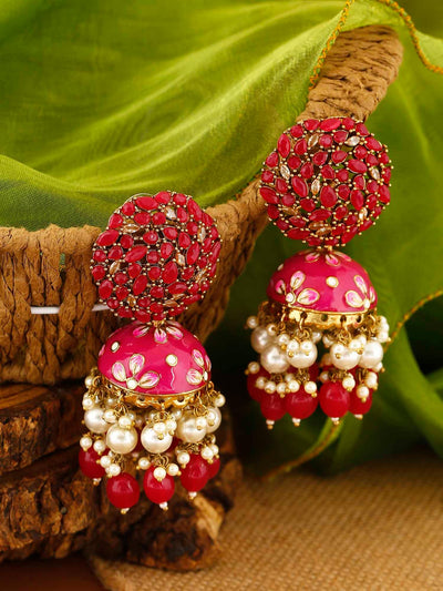 earrings - Bling Bag Ruby Daliha Jhumki Earrings