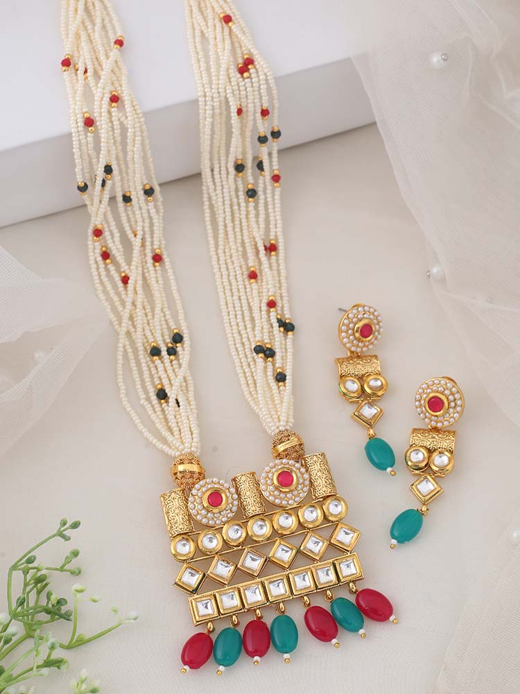 Ruby Emerald Mekhala Jewellery Set