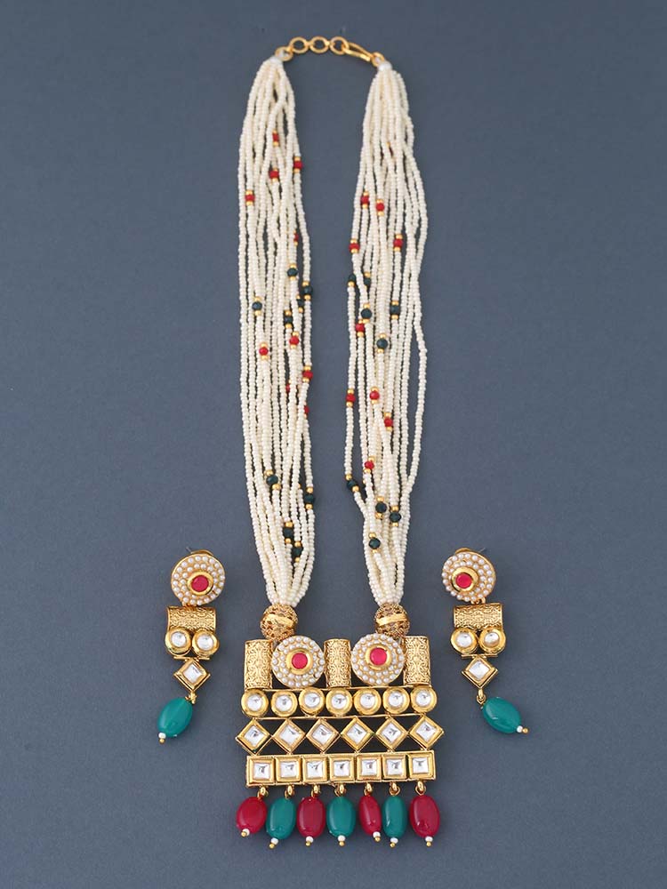 Ruby Emerald Mekhala Jewellery Set