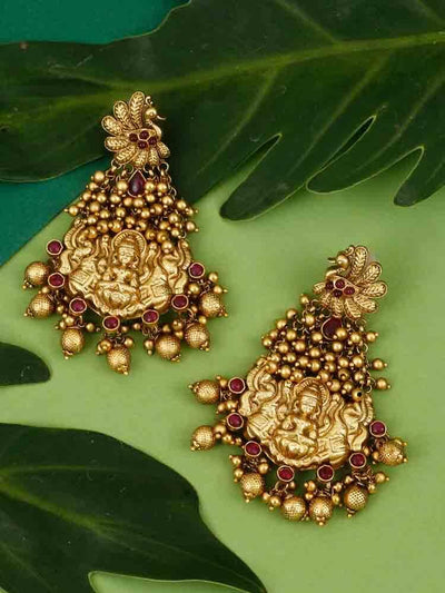 earrings - Bling Bag Ruby Jinisha Gold Plated Earrings