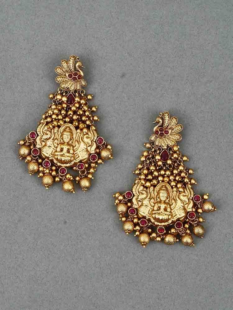 earrings - Bling Bag Ruby Jinisha Gold Plated Earrings