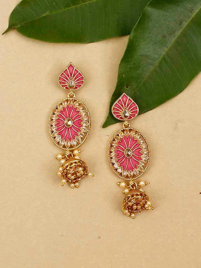 earrings - Bling Bag Hot Pink Noor Jhumki Earrings