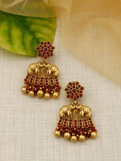 Ruby Roopal Designer Temple Earrings - Bling Bag
