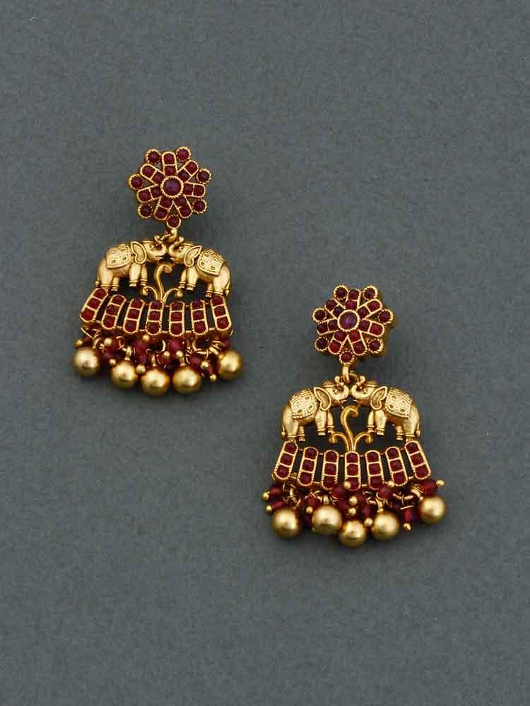 Ruby Roopal Designer Temple Earrings - Bling Bag