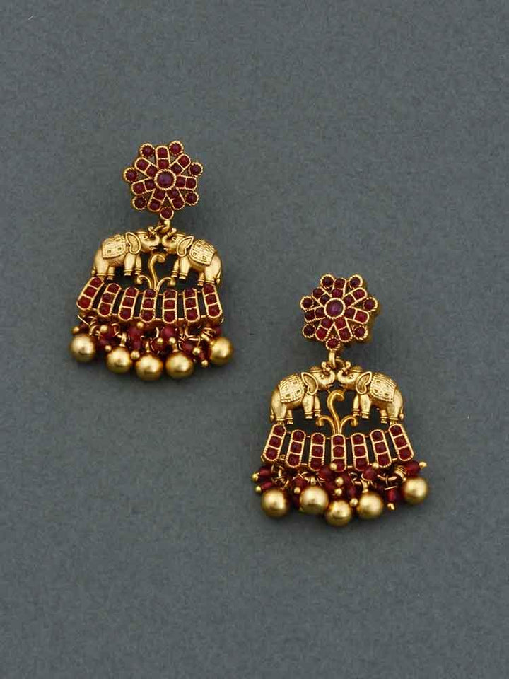 Ruby Roopal Designer Temple Earrings - Bling Bag