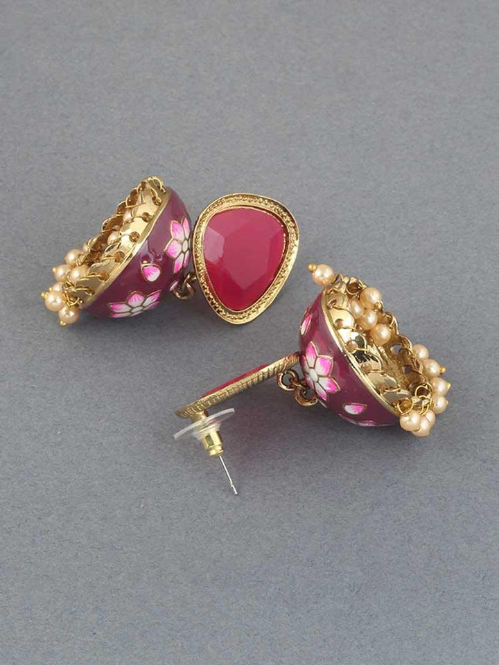 Ruby Shesha Meenakari Jhumkis - Bling Bag