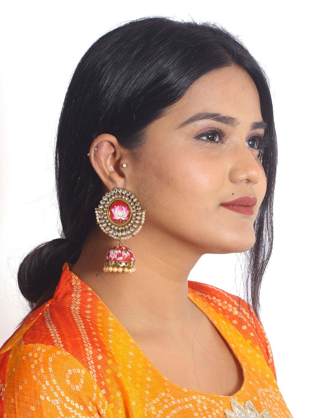 earrings - Bling Bag Red Avanti Designer Jhumkis