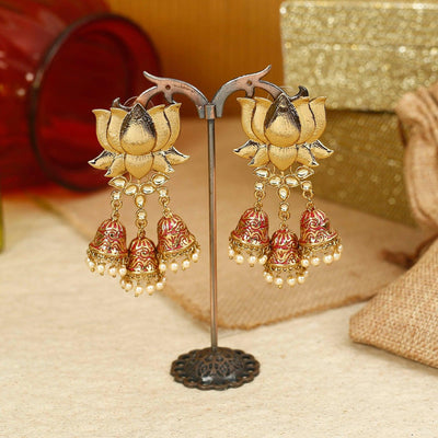 earrings - Bling Bag Ruby Lotus Designer Earrings