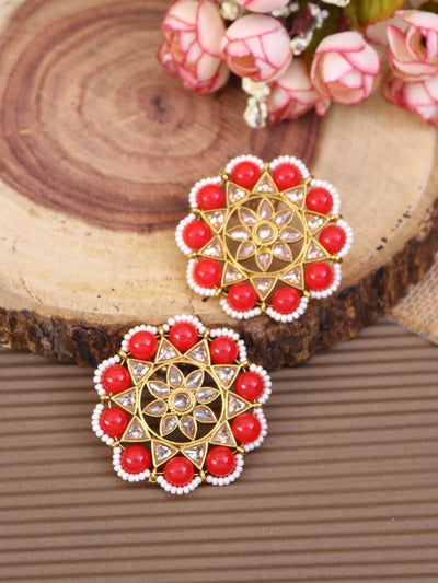 earrings - Bling Bag Red Rajkumari Designer Studs
