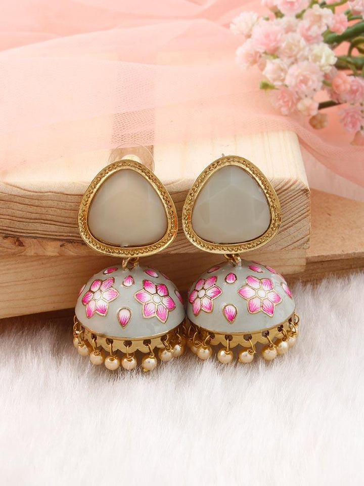 Smoke Shesha Meenakari Jhumkis - Bling Bag