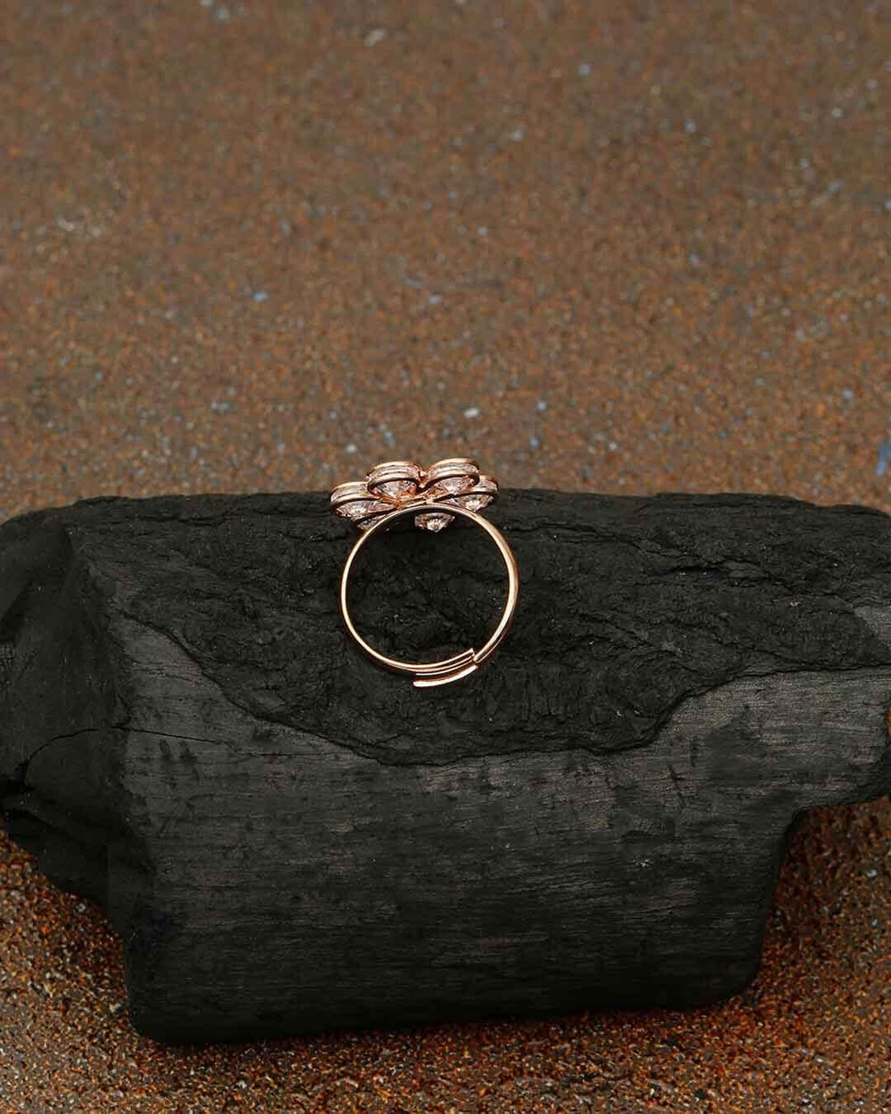 rings - Bling Bag Rose Gold Shalini Adjustable Zirconia Ring