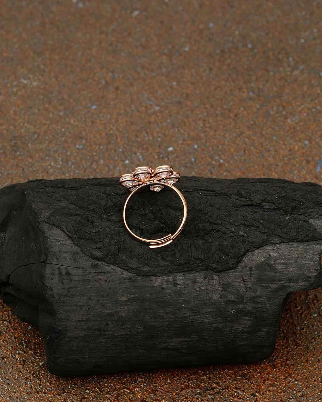 rings - Bling Bag Rose Gold Shalini Adjustable Zirconia Ring