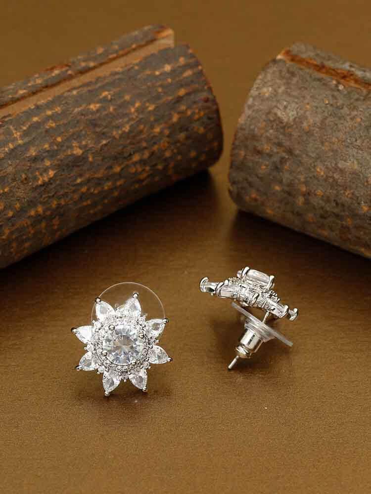 earrings - Bling Bag Silver Valerija Zirconia Studs