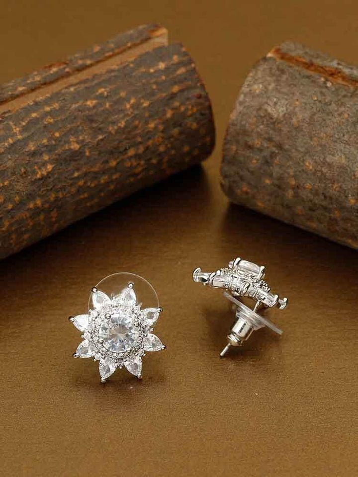 earrings - Bling Bag Silver Valerija Zirconia Studs