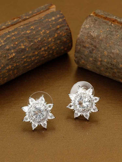 earrings - Bling Bag Silver Valerija Zirconia Studs