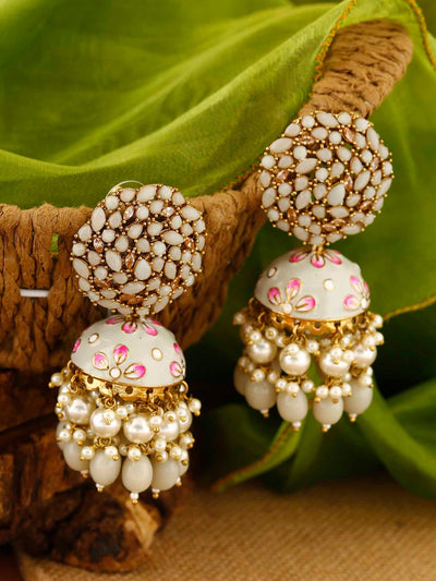 earrings - Bling Bag Smoke Daliha Jhumki Earrings