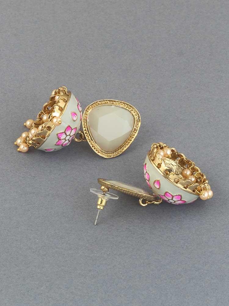 Smoke Shesha Meenakari Jhumkis - Bling Bag