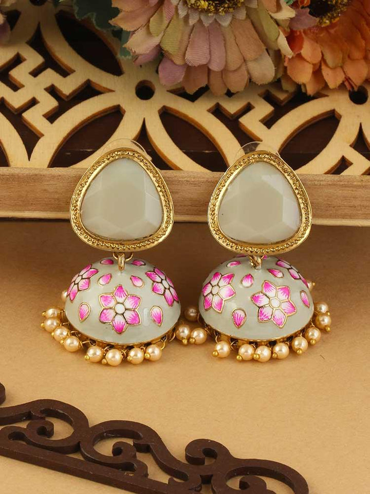 Smoke Shesha Meenakari Jhumkis - Bling Bag