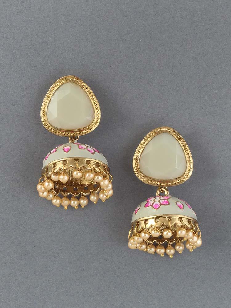 Smoke Shesha Meenakari Jhumkis - Bling Bag