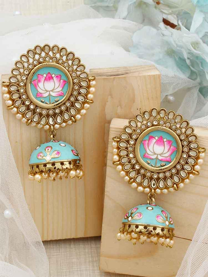 Turquoise Petal Avanti Jhumkis - Bling Bag