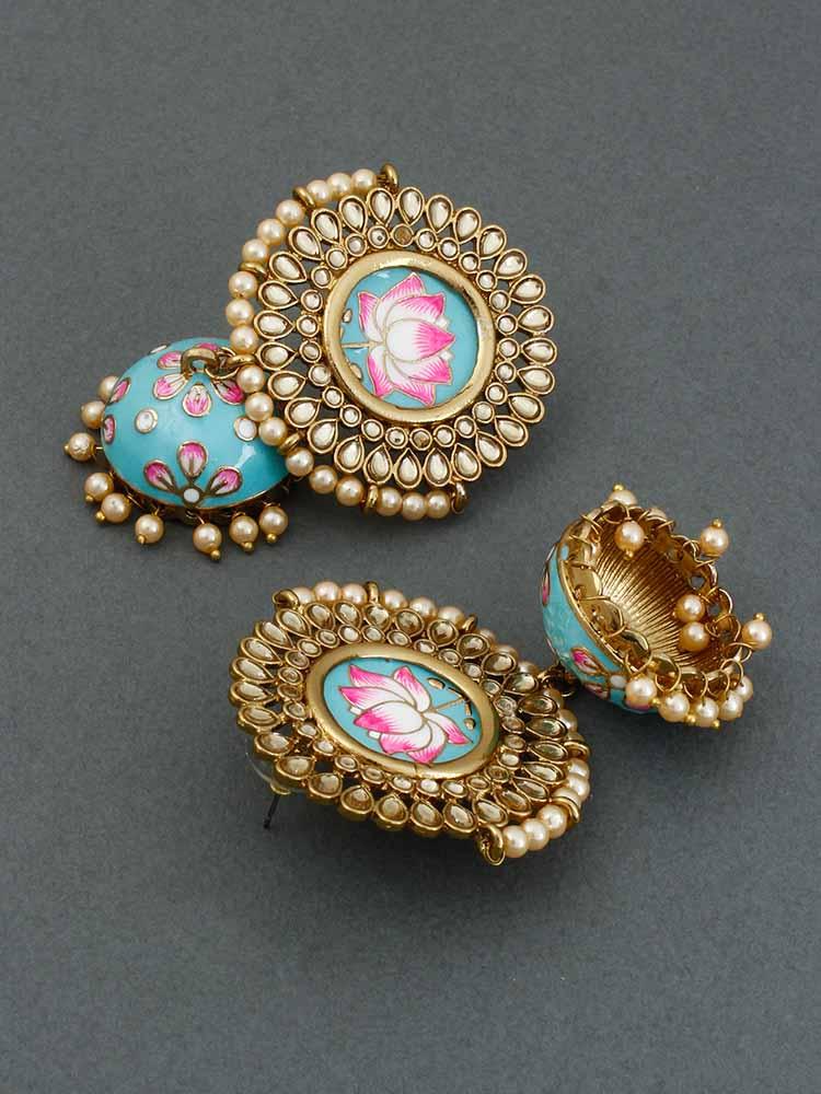 Turquoise Petal Avanti Jhumkis - Bling Bag