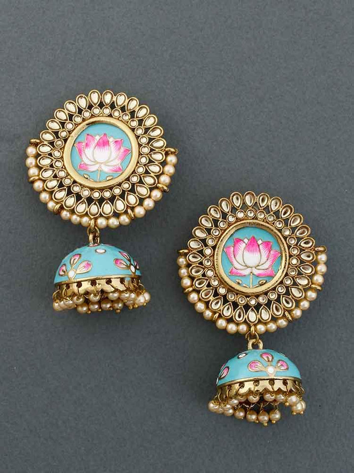 Turquoise Petal Avanti Jhumkis - Bling Bag