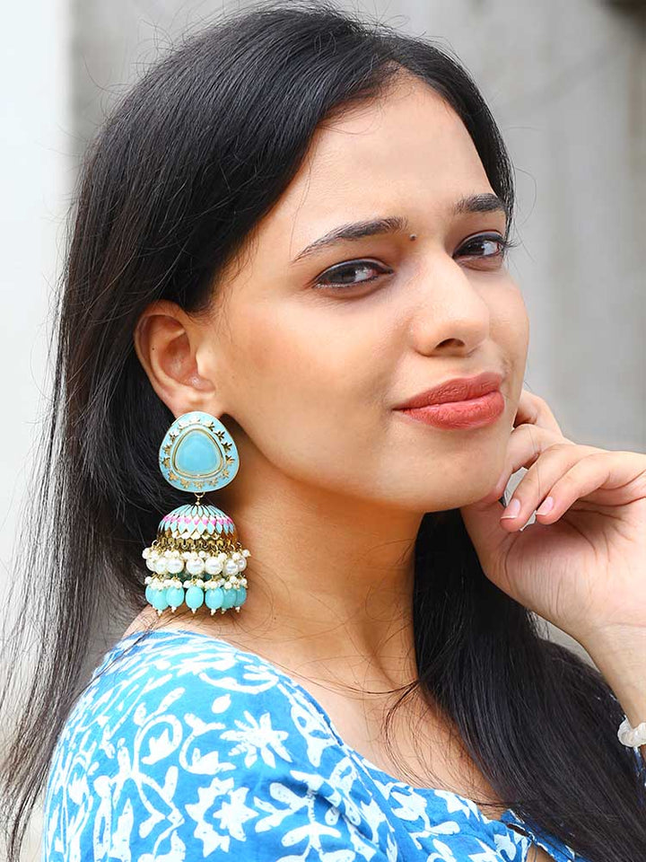 Turquoise Chetaki Jhumkis
