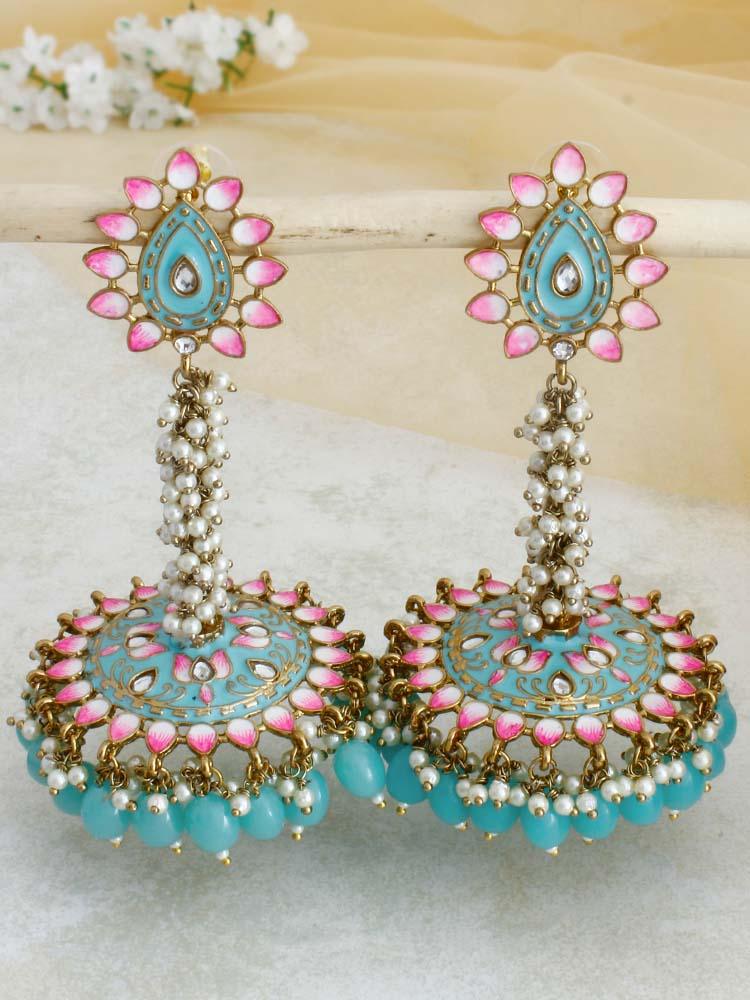 Turquoise Jacki Jhumkis - Bling Bag