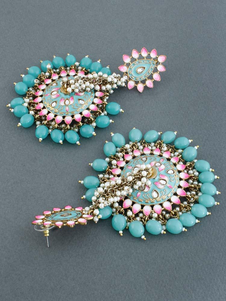 Turquoise Jacki Jhumkis - Bling Bag