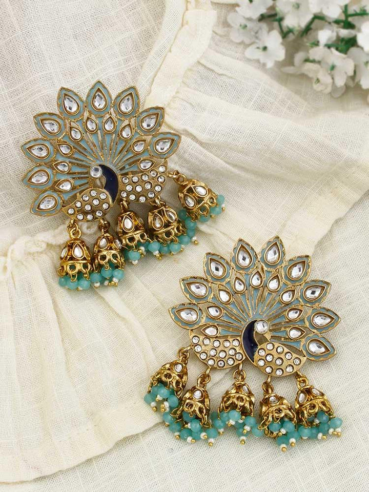Turquoise Mayur Jhumkis - Bling Bag