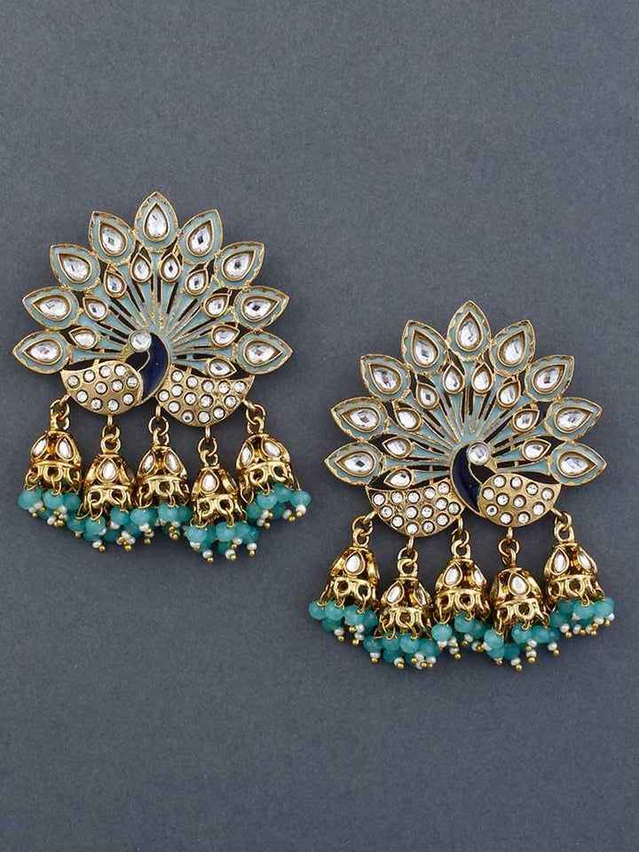 Turquoise Mayur Jhumkis - Bling Bag