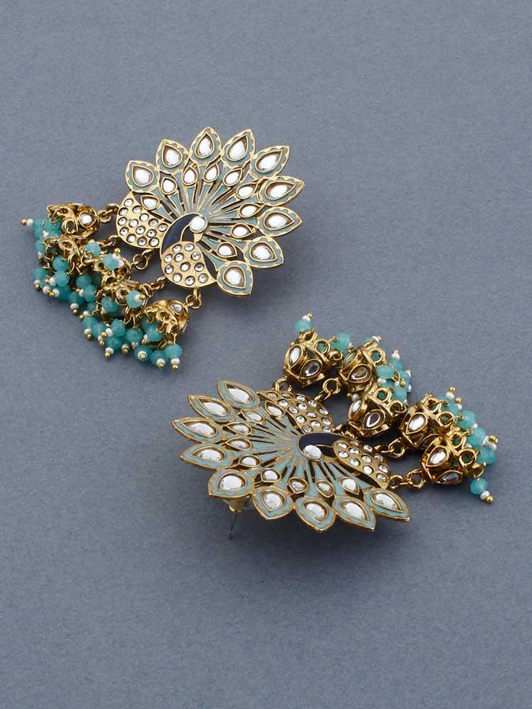 Turquoise Mayur Jhumkis - Bling Bag