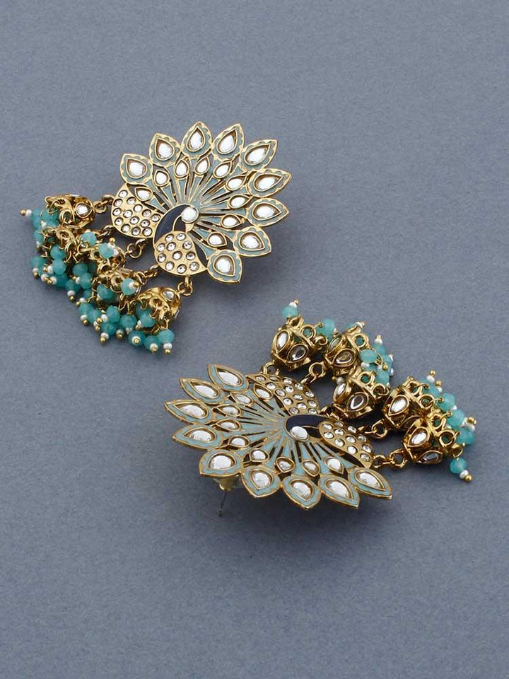 Turquoise Mayur Jhumkis - Bling Bag