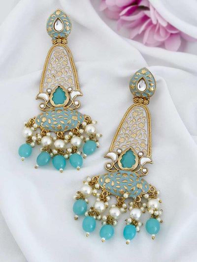 Turquoise Mogra Dangler Earrings - Bling Bag