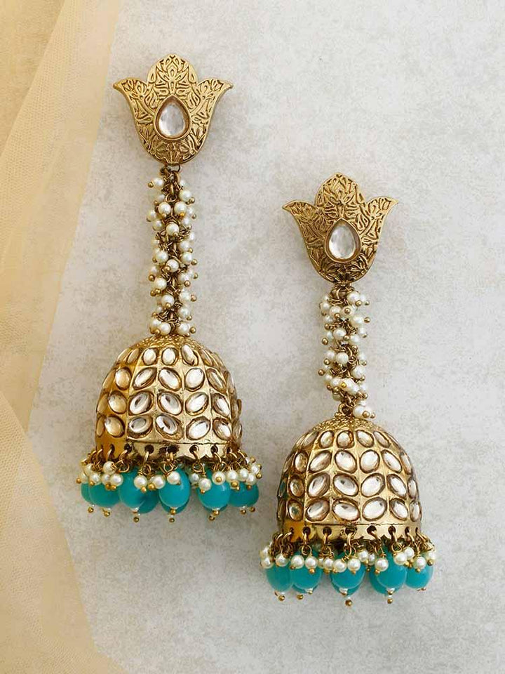 Turquoise Rajkumari Jhumkis - Bling Bag