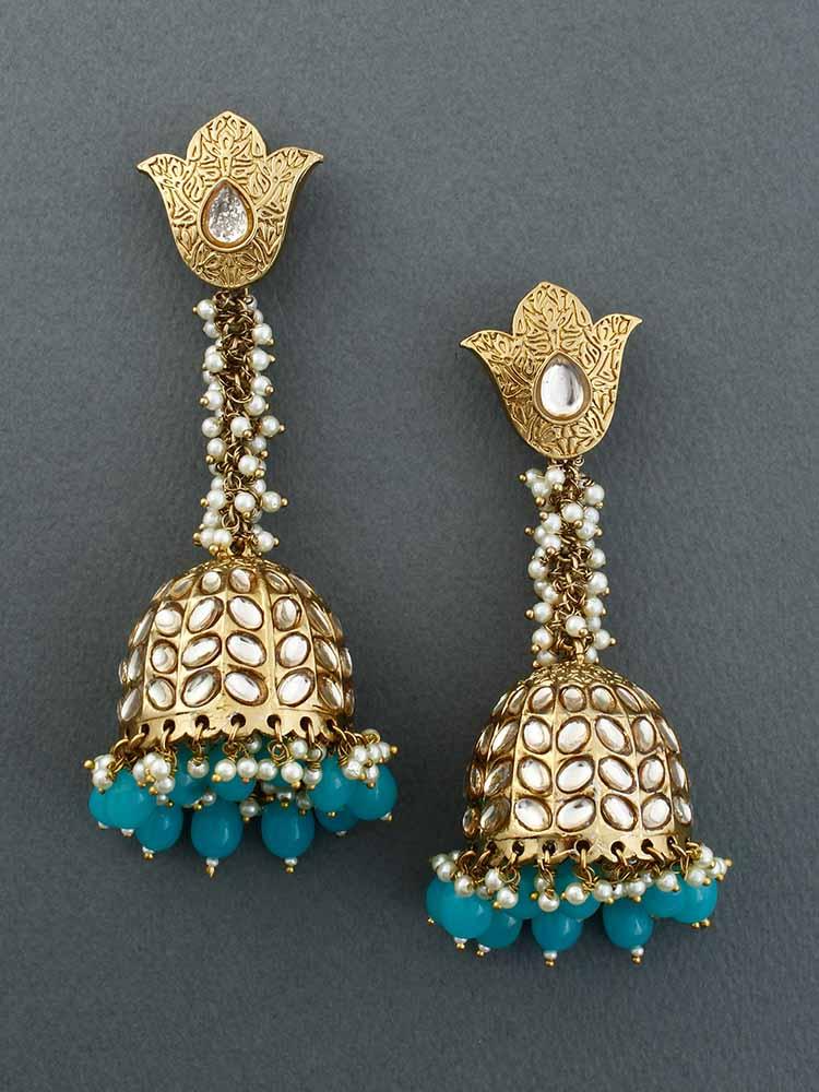 Turquoise Rajkumari Jhumkis - Bling Bag