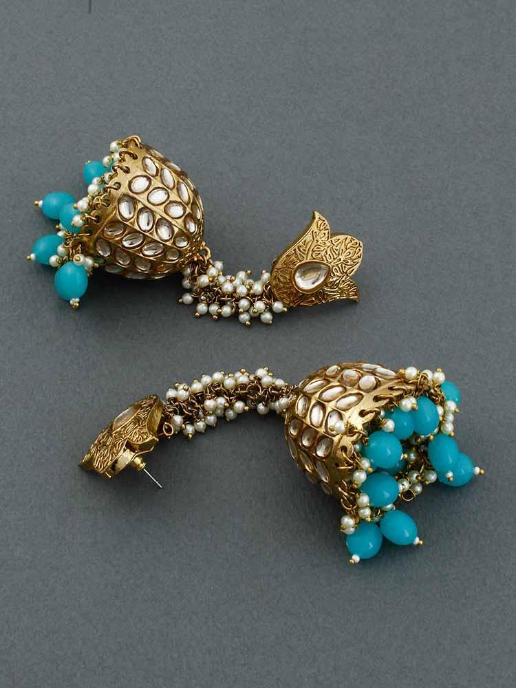 Turquoise Rajkumari Jhumkis - Bling Bag