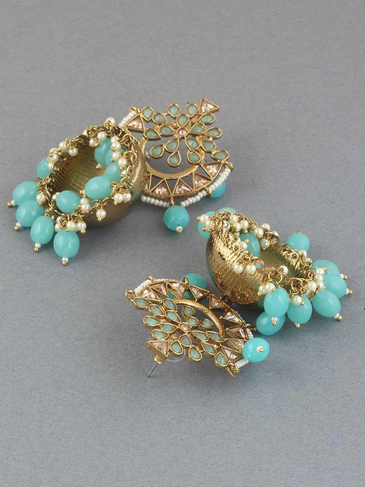 Turquoise Tez Jhumkis - Bling Bag