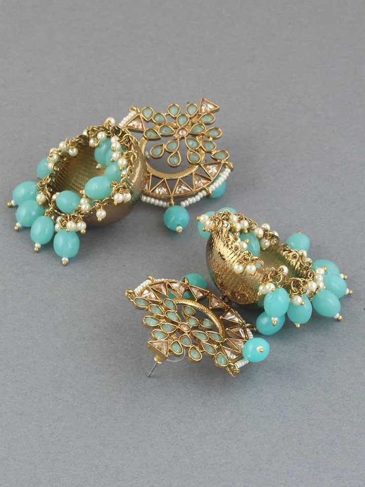 Turquoise Tez Jhumkis - Bling Bag