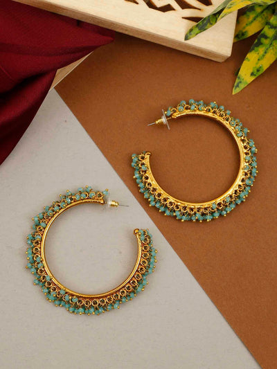 earrings - Bling Bag Turquoise Ira Hoop Earrings