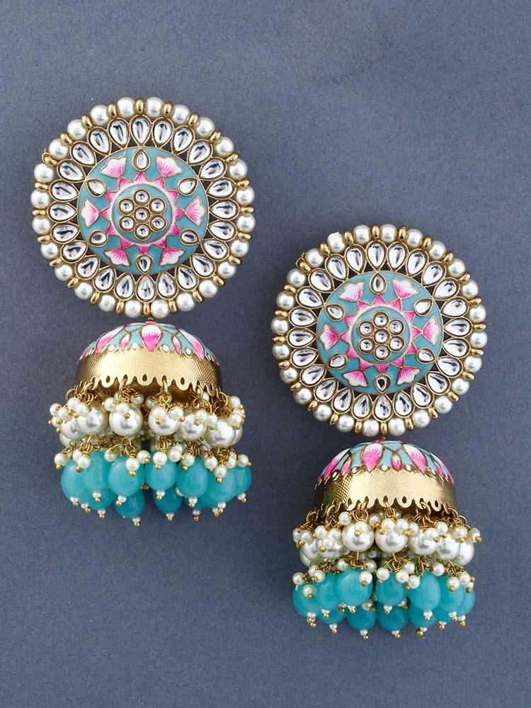 Turquoise Kritika Jhumkis - Bling Bag