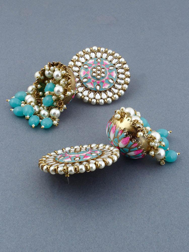 Turquoise Kritika Jhumkis - Bling Bag